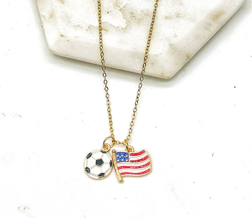 Baubles by B - World Cup Fifa Soccer America USA Futbol Charm Necklace