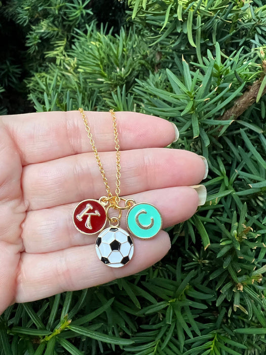 Baubles by B - Red Teal KC Enamel Charm Current Kansas City Necklace Soccer