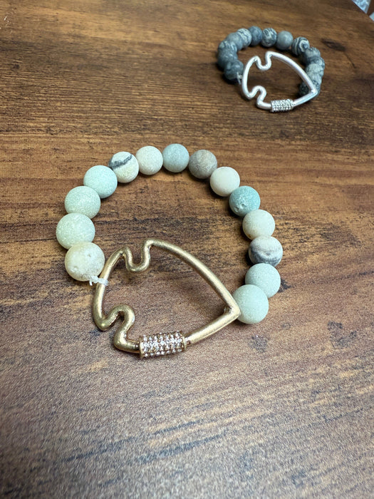Paco Designs - NEW! Bling Arrowhead Chunky Stone Stretch Bracelet: Map Jasper