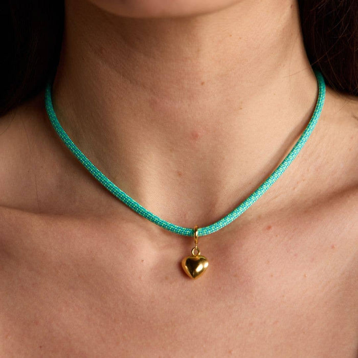 Nickel and Suede - Seafoam Minimalist Paracord Necklace: Gold