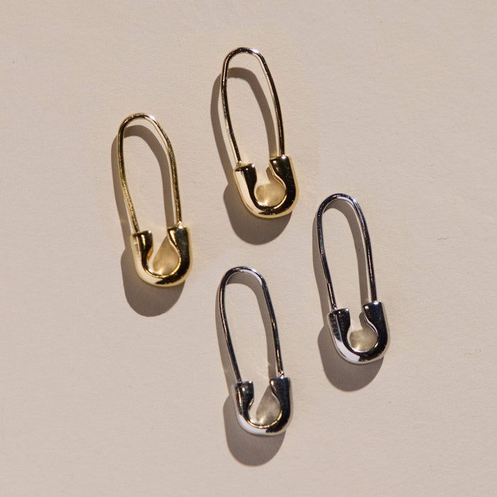 Nickel and Suede - Safety Pin Threader Earrings: Gold