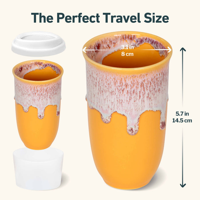 Nova Ceramics Travel Mugs - Grapefruit Ceramic Travel Mug – 16oz with Lid & Sleeve