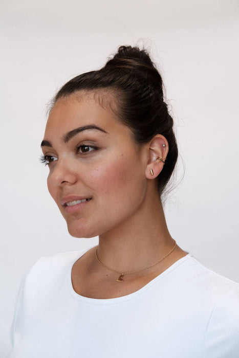 Nickel and Suede - Gold Bar Studs: One Size