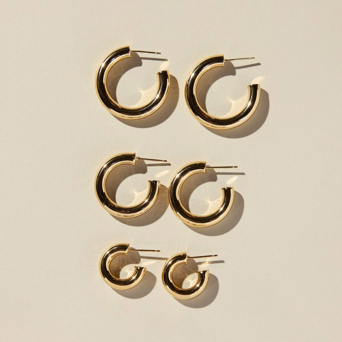 Nickel and Suede - Gold Hollow Statement Hoops: Gold / M