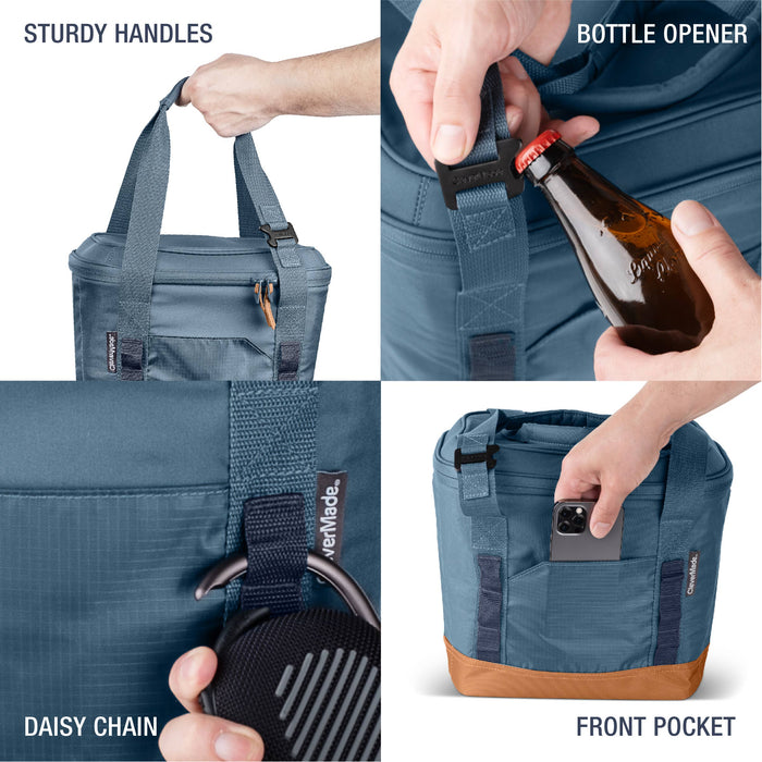 CleverMade - Pacifica Collapsible Cooler: Charcoal/Cognac / 50 Can