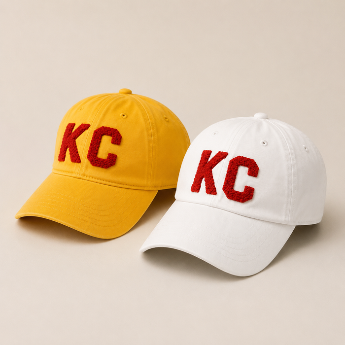 Kansas City KC Football Chenille Dad Hat - Gold or White: Gold