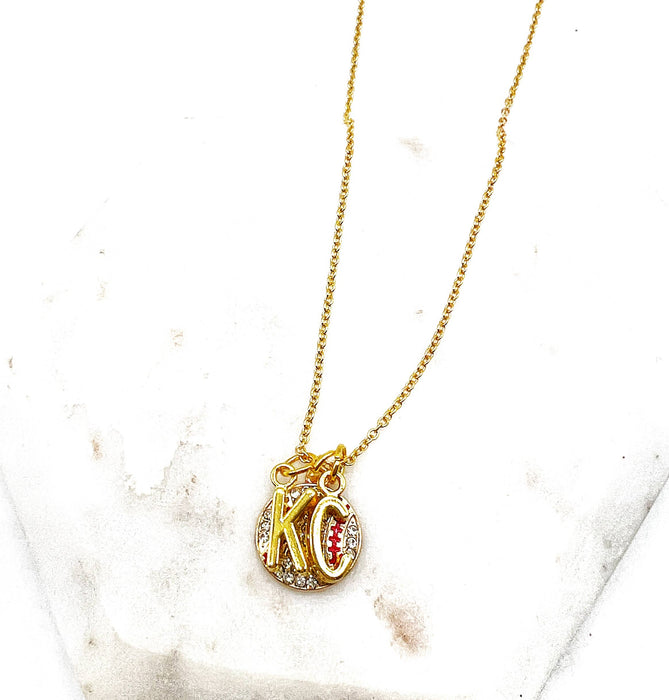 Baubles by B - Gold KC Kansas City Royals Rhinestone Baseball Necklace