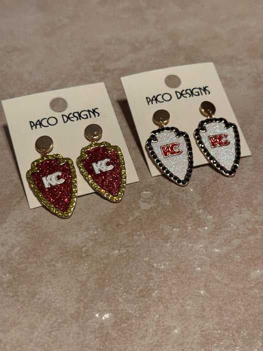 Paco Designs - White or Red KC Arrowhead Post Earrings: Red