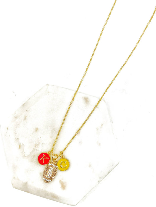Baubles by B - Rhinestone KC Football Charm Chiefs Kansas City Necklace  : 24 inches