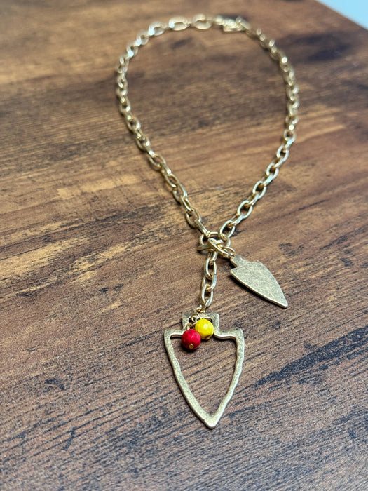 Paco Designs - NEW! Two Charm Arrowhead Chain Link Necklace- Silver or Gold: Gold