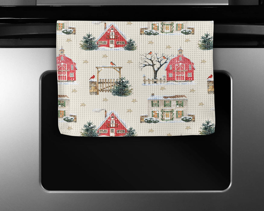 Canary Road - Christmas Tree Kitchen Tea Towel Waffle Holiday Farmhouse: Transparent Cellophane Sleeve
