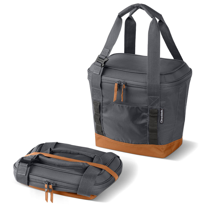 CleverMade - Pacifica Collapsible Cooler: Charcoal/Cognac / 50 Can