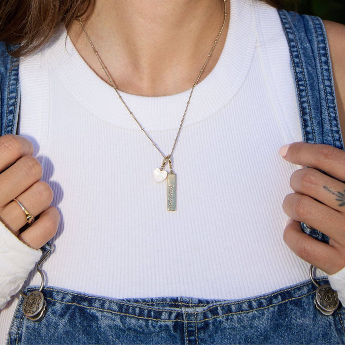 Nickel and Suede - Mother of Pearl Heart Charm: One Size