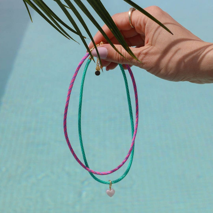 Nickel and Suede - Seafoam Minimalist Paracord Necklace: Gold