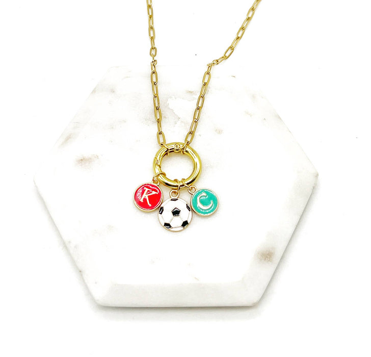 Baubles by B -  KC Current Soccer Charm Enamel Kansas City Necklace
