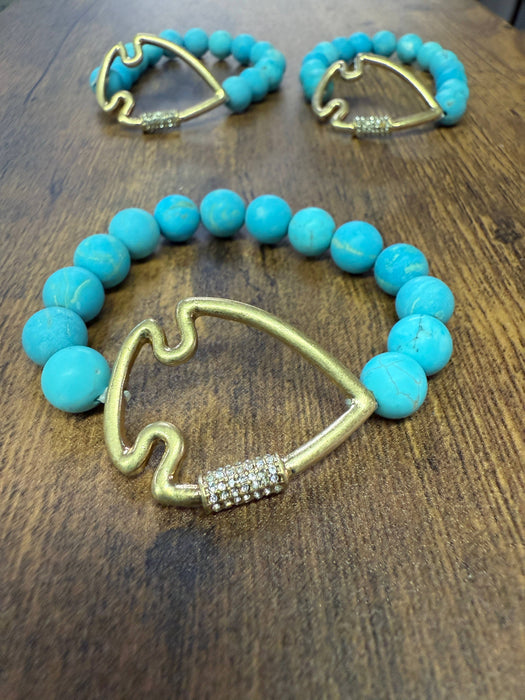 Paco Designs - NEW! Bling Arrowhead Chunky Stone Stretch Bracelet: Amazonite