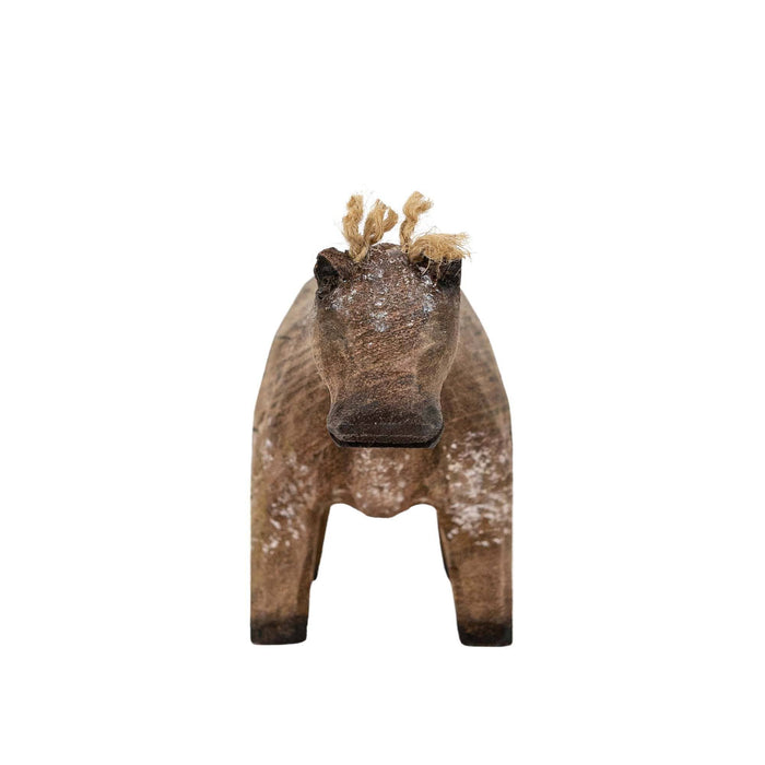 Foreside Home & Garden - Prescott Carved Cow Deco Accent Natural Wood Fall Decor