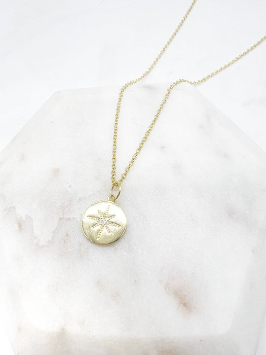 Baubles by B - Gold Star Disc Celestial Medallion Charm Necklace Layering