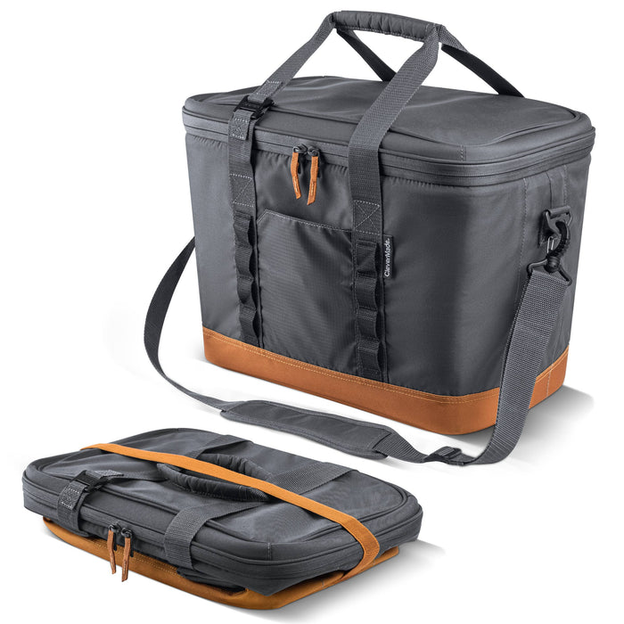 CleverMade - Pacifica Collapsible Cooler: Charcoal/Cognac / 30 Can