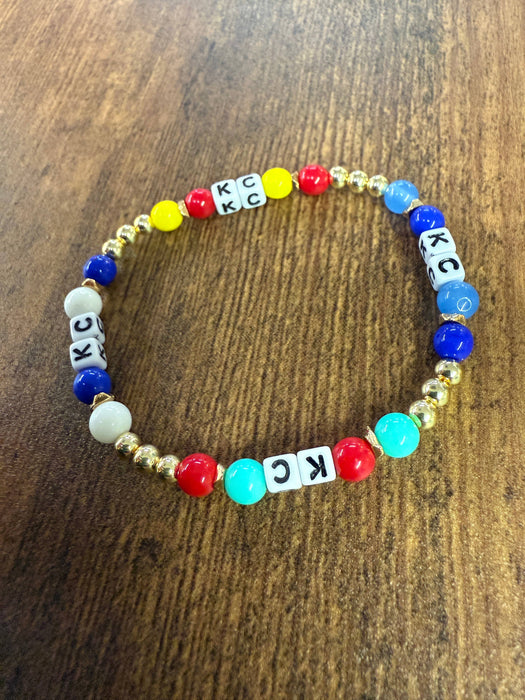 Paco Designs - KC Colors Gold Beaded Bracelet KANSAS CITY SPORTS FANS!