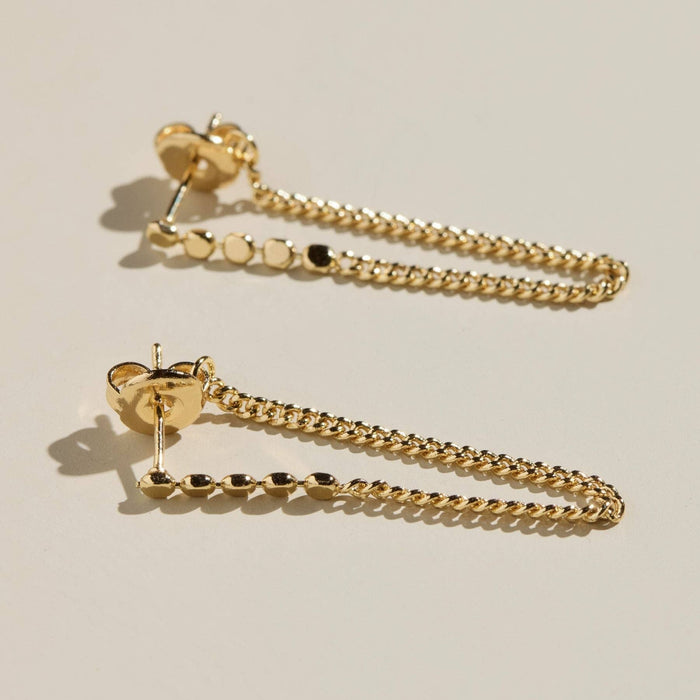 Nickel and Suede - Gold Beaded Drop Statement Earrings: Gold