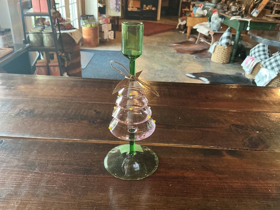 Mudpie Tree Christmas Glass Taper Holder