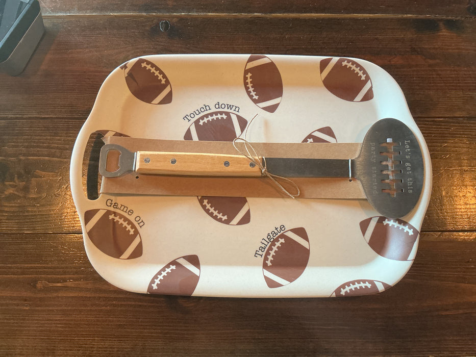 Mudpie Football Tray With Spatula