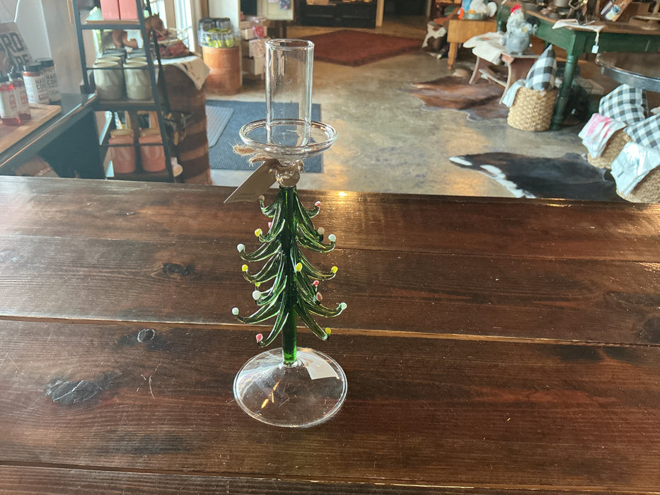 Mudpie LG Glass Tree Taper Holder