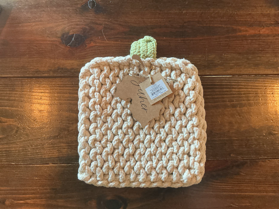 Mudpie Cream Pumpkin Knit Trivet