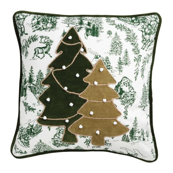 Mudpie Tree Green Toile Pillow