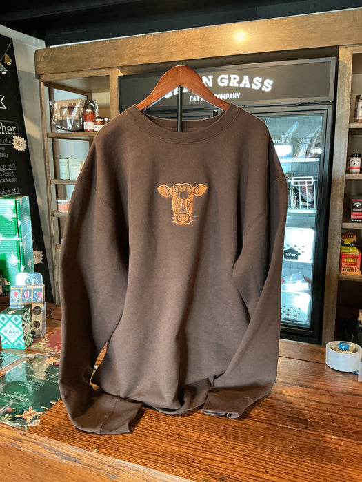 GGCC Unisex Premium Crewneck Embroidery “Brown”