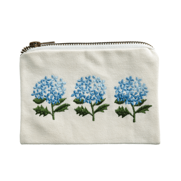 Hydrangea embroidered pouch