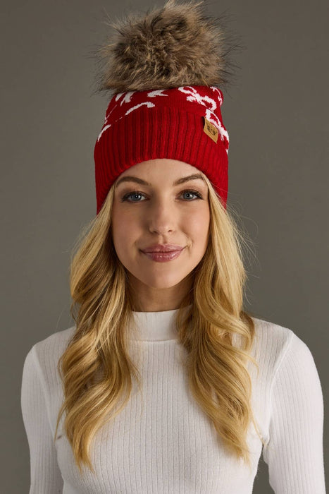 Panache Apparel Co. - Red & White Bow Pom Hat