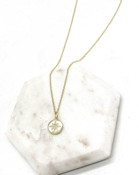 Baubles by B - Gold Star Disc Celestial Medallion Charm Necklace Layering