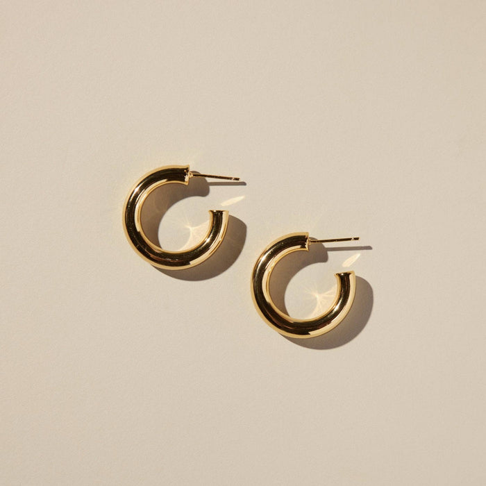 Nickel and Suede - Gold Hollow Statement Hoops: Gold / M