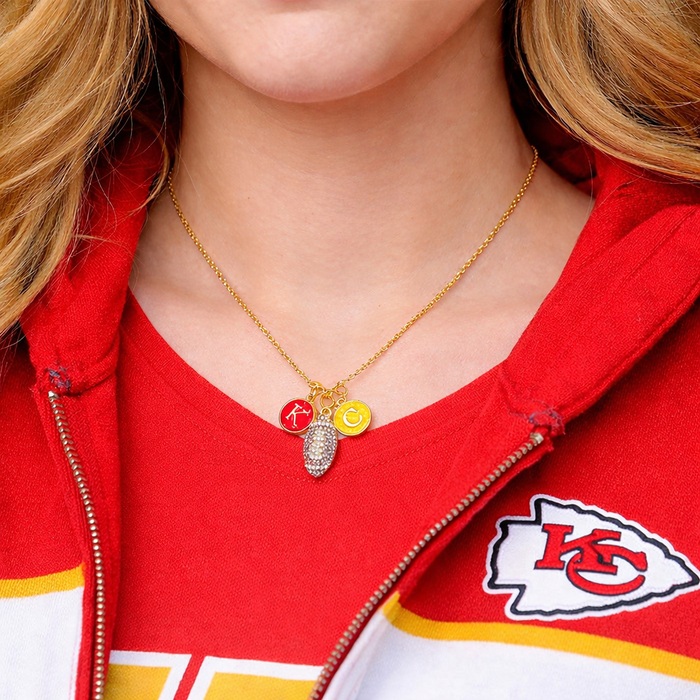 Baubles by B - Rhinestone KC Football Charm Chiefs Kansas City Necklace  : 24 inches