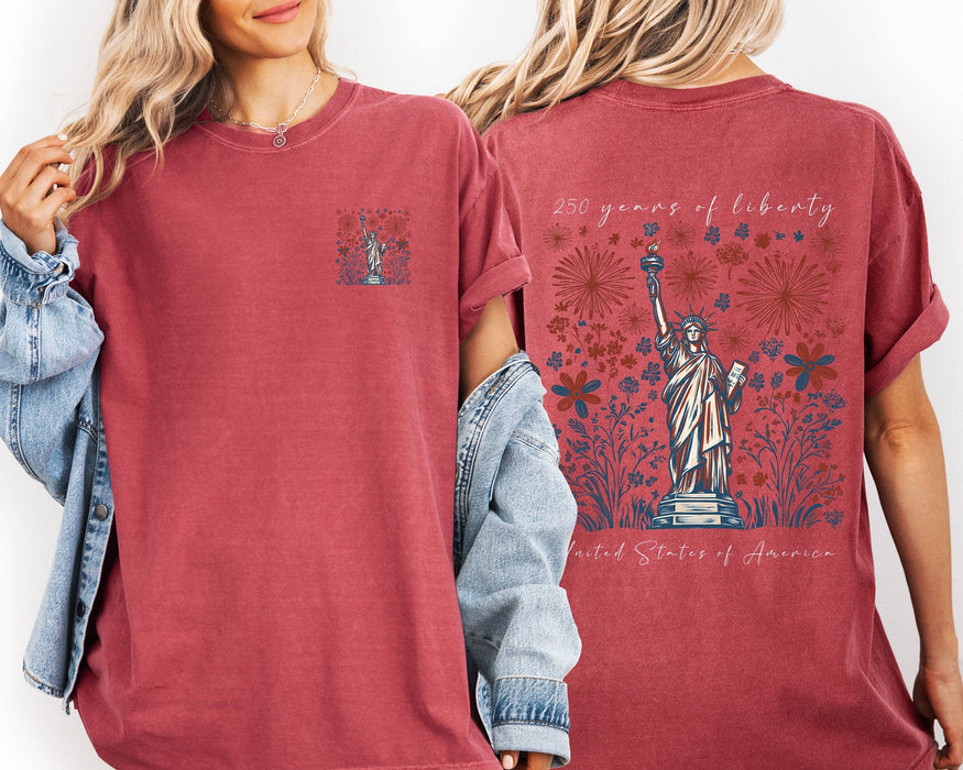 Refinery Number One LLC - 250 Years Of Liberty, America Comfort Colors T-Shirt: Crimson Red / Large