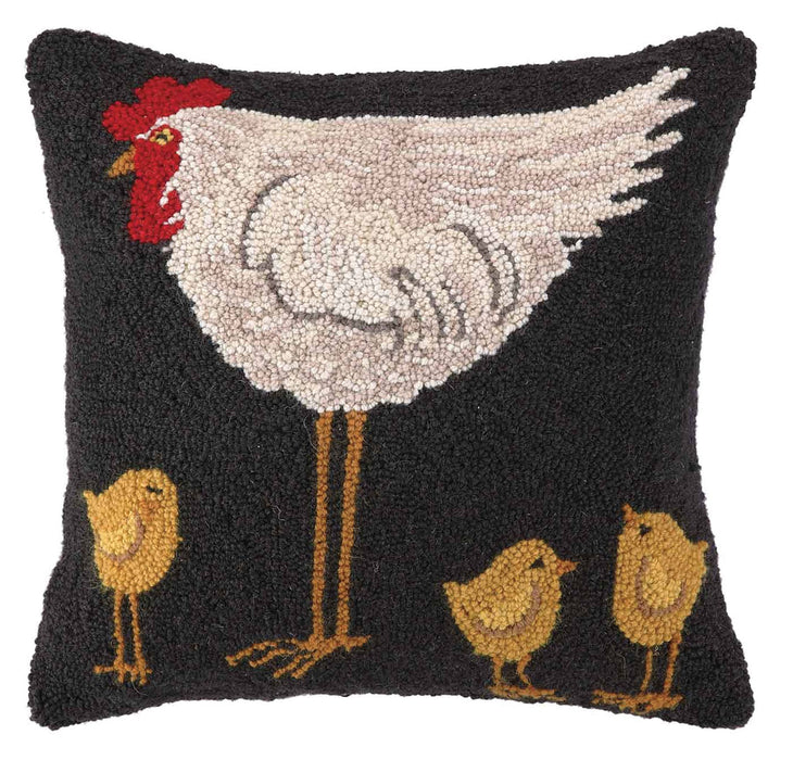 Peking Handicraft - Hen with Three Chicks Hook Pillow - Lisa Hilliker
