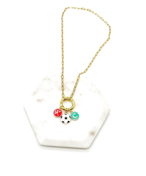 Baubles by B -  KC Current Soccer Charm Enamel Kansas City Necklace