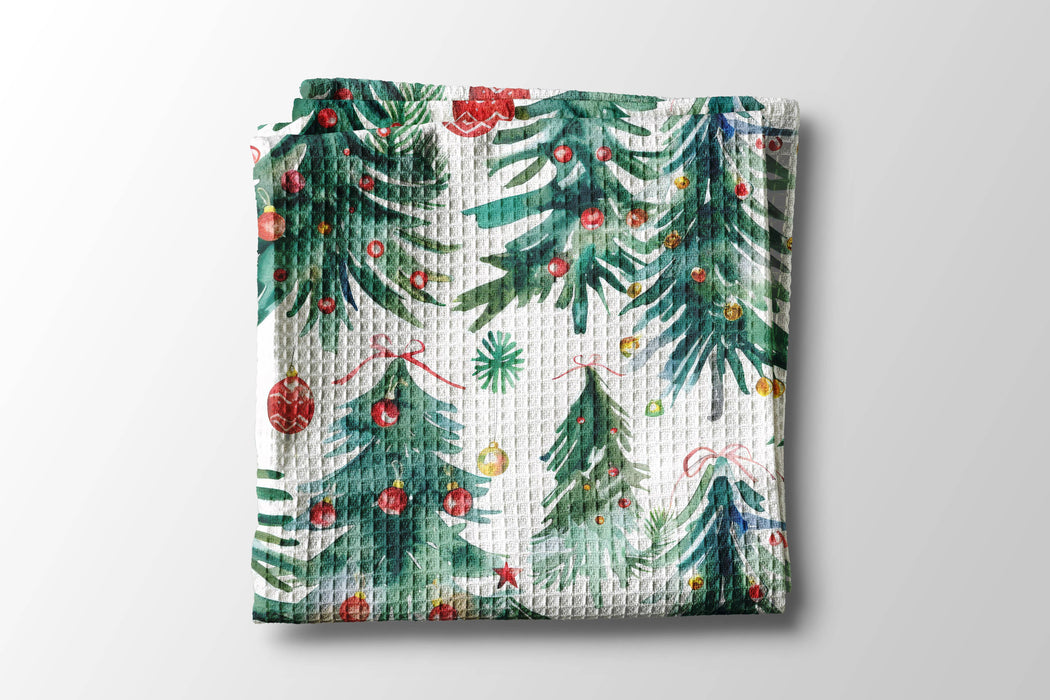 Canary Road - Christmas Tree Kitchen Tea Towel Waffle Holiday Decor Gift: Transparent Cellophane Sleeve