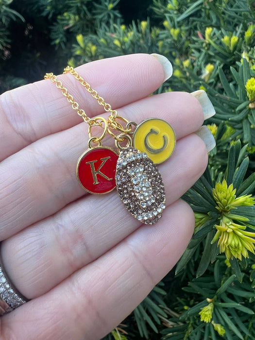 Baubles by B - Rhinestone KC Football Charm Chiefs Kansas City Necklace  : 24 inches
