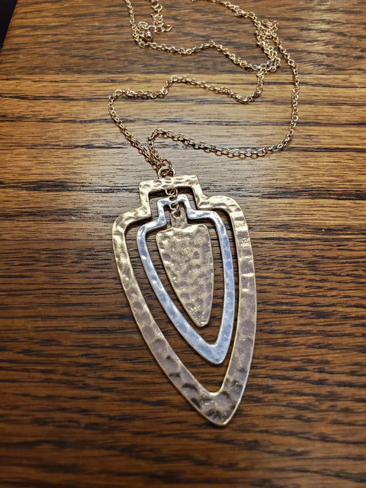 Paco Designs - Two Tone Tri layer Arrowhead Necklace 30". Go Chiefs!