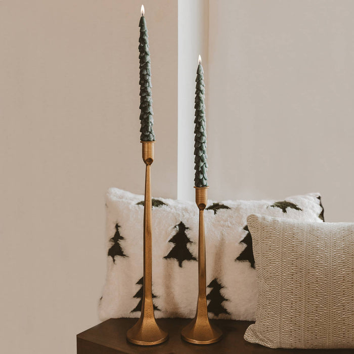 Sweet Water Decor - *NEW* Green Tree Taper Candles, Set of 2 - Christmas Decor