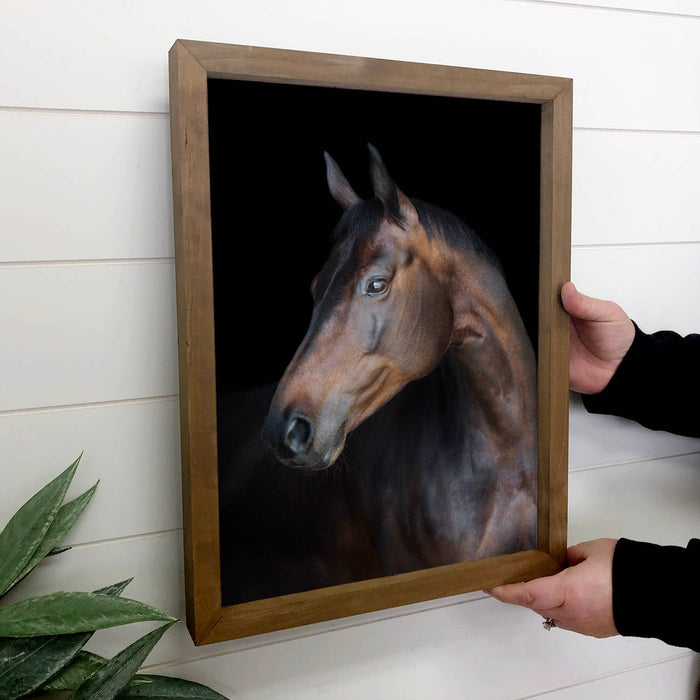 Hangout Home - Horse Portrait - Framed Animal Photograph -Ranch House Decor: 20x30" Large Canvas Art with Thick Wood Frame