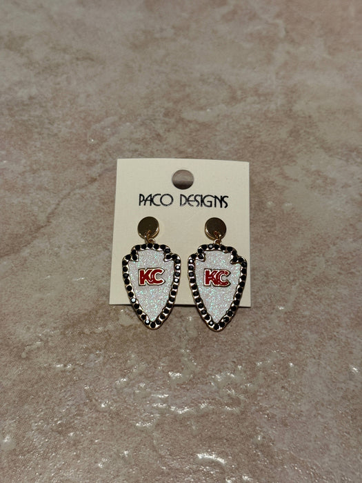 Paco Designs - White or Red KC Arrowhead Post Earrings: Red