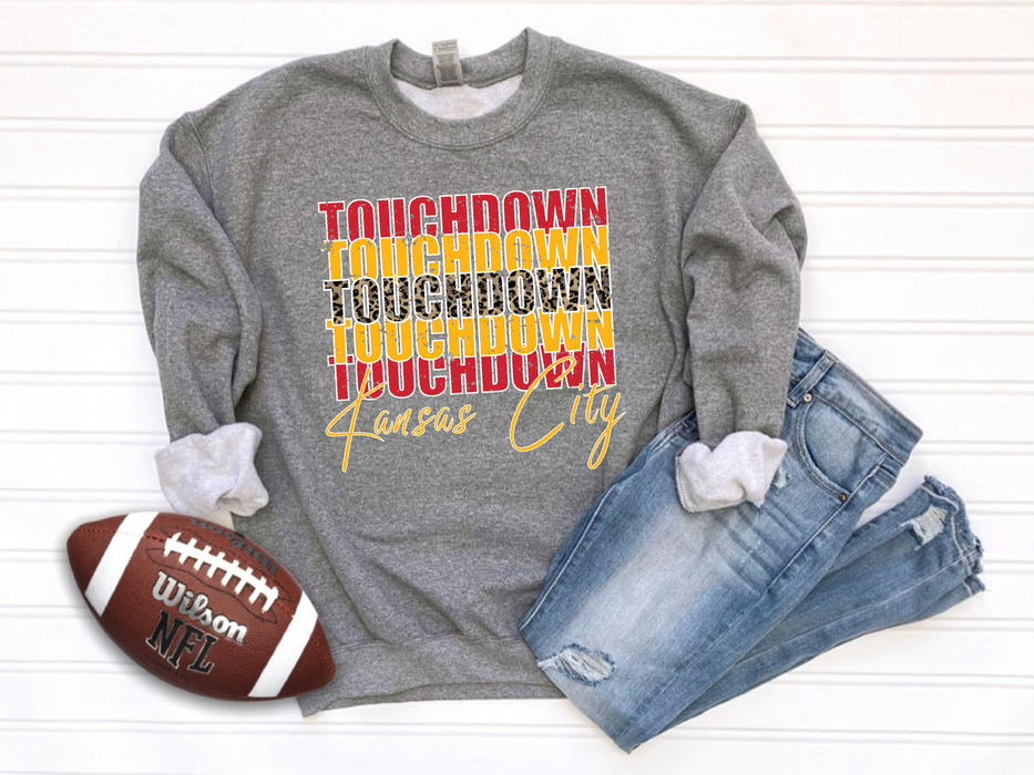 The Red Rival Wholesale - Touchdown Repeat w/ Leopard Center Grey Sweatshirt: Large