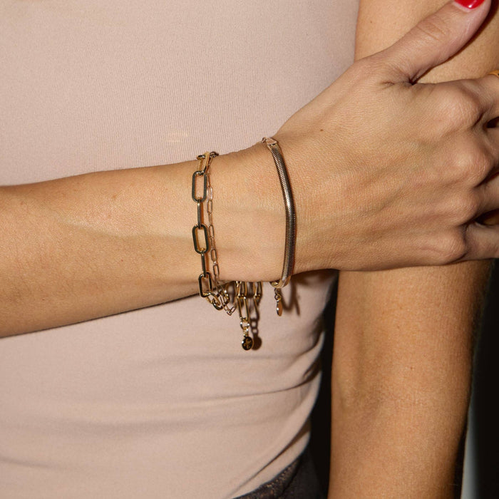 Nickel and Suede - Gold Herringbone Bracelet