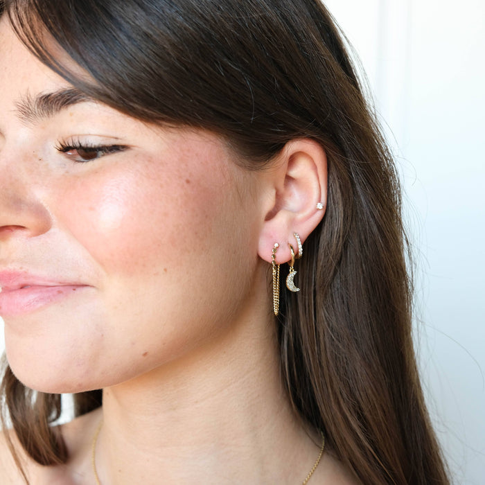 Nickel and Suede - Gold Beaded Drop Statement Earrings: Gold