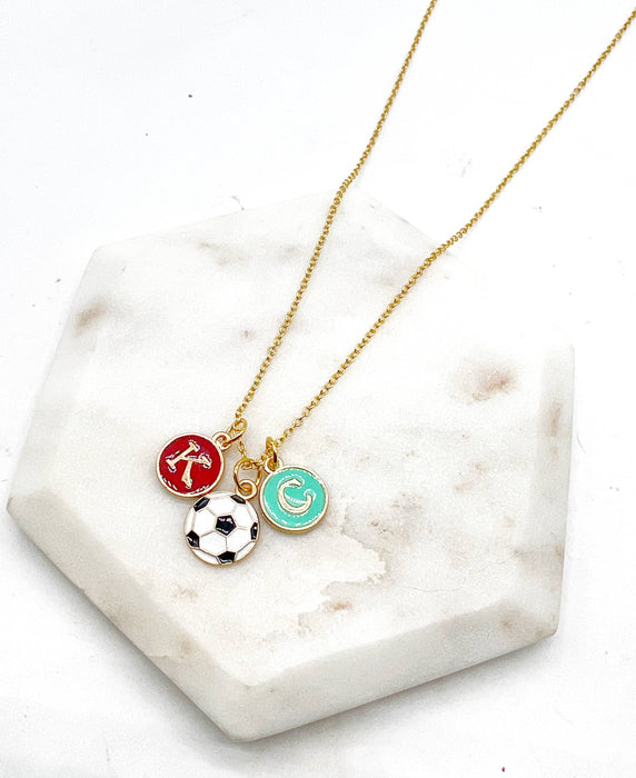 Baubles by B - Red Teal KC Enamel Charm Current Kansas City Necklace Soccer