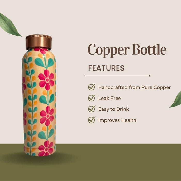 Perilla Home -  Pure Copper Water Bottle 34 Oz Printed 3